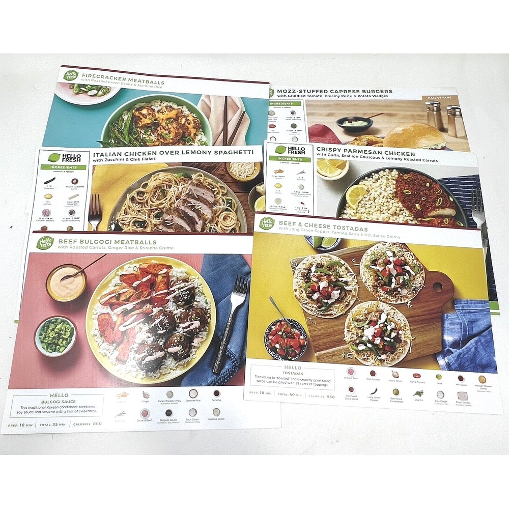 Hello Fresh Recipe Cards Lot Of 14 Assorted Recipes Chicken Pork Beef Cooking